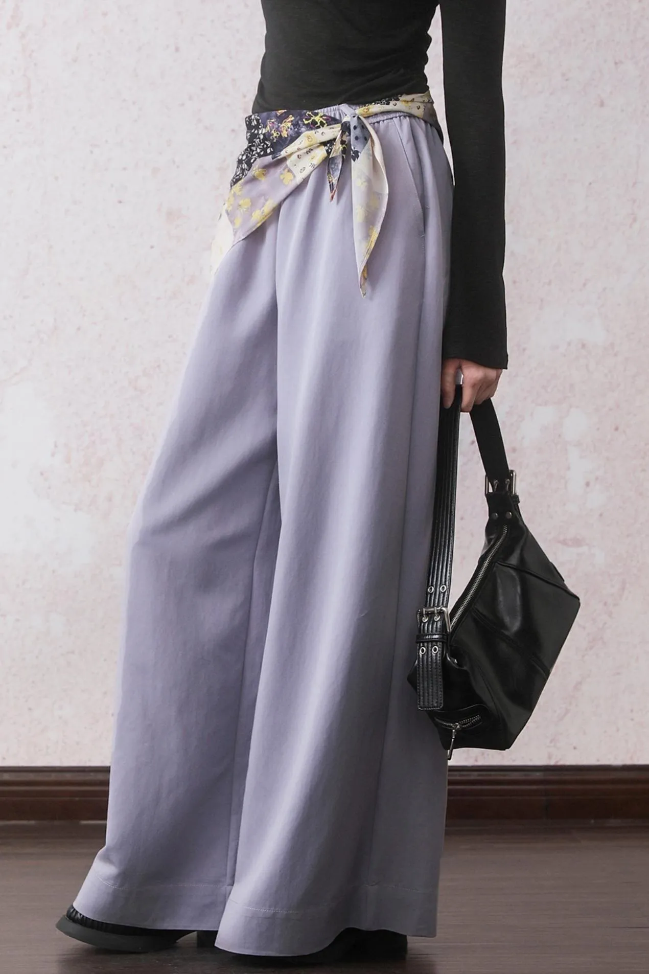 Lilac Elastic Waist Pants