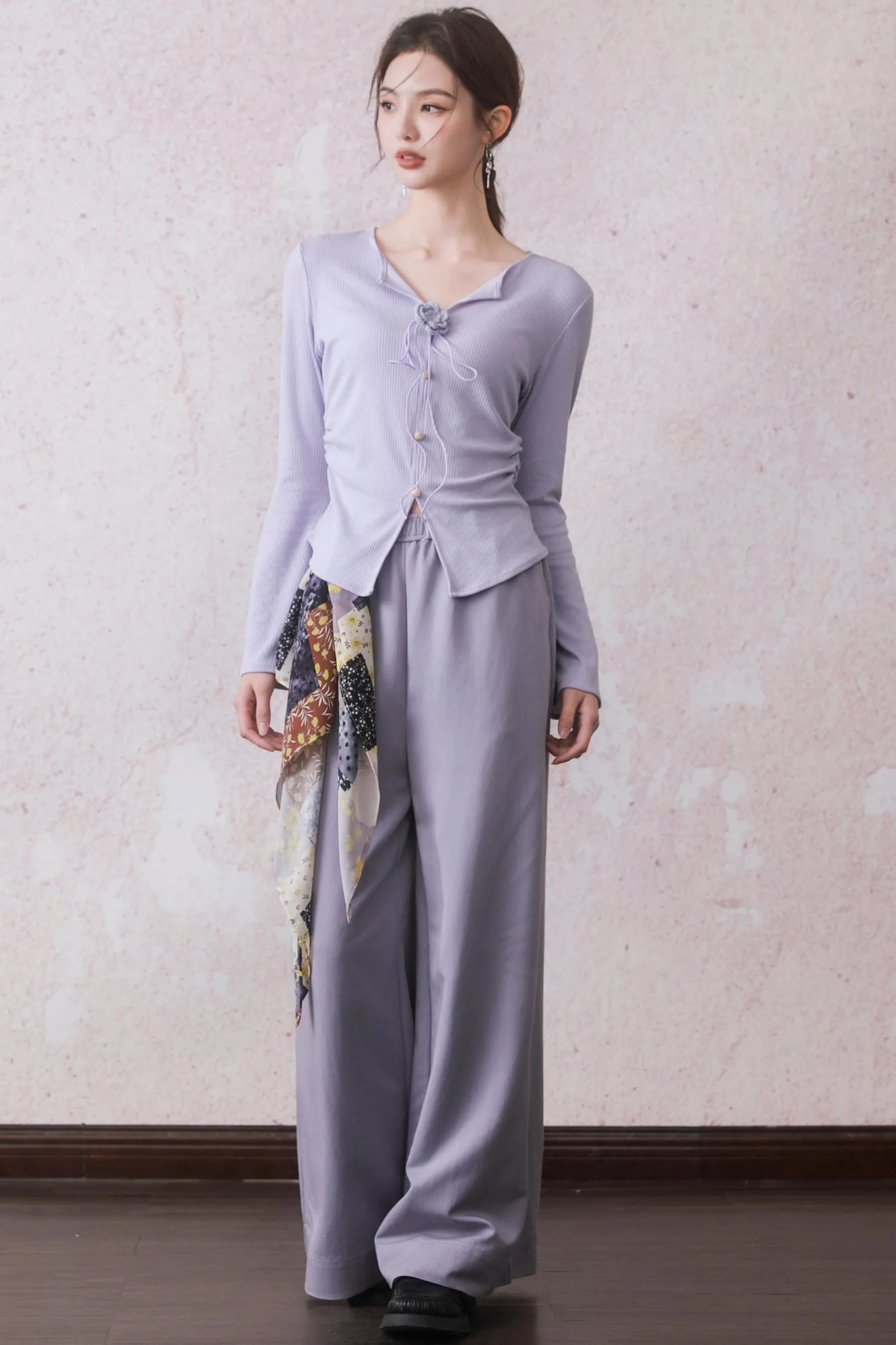 Lilac Elastic Waist Pants