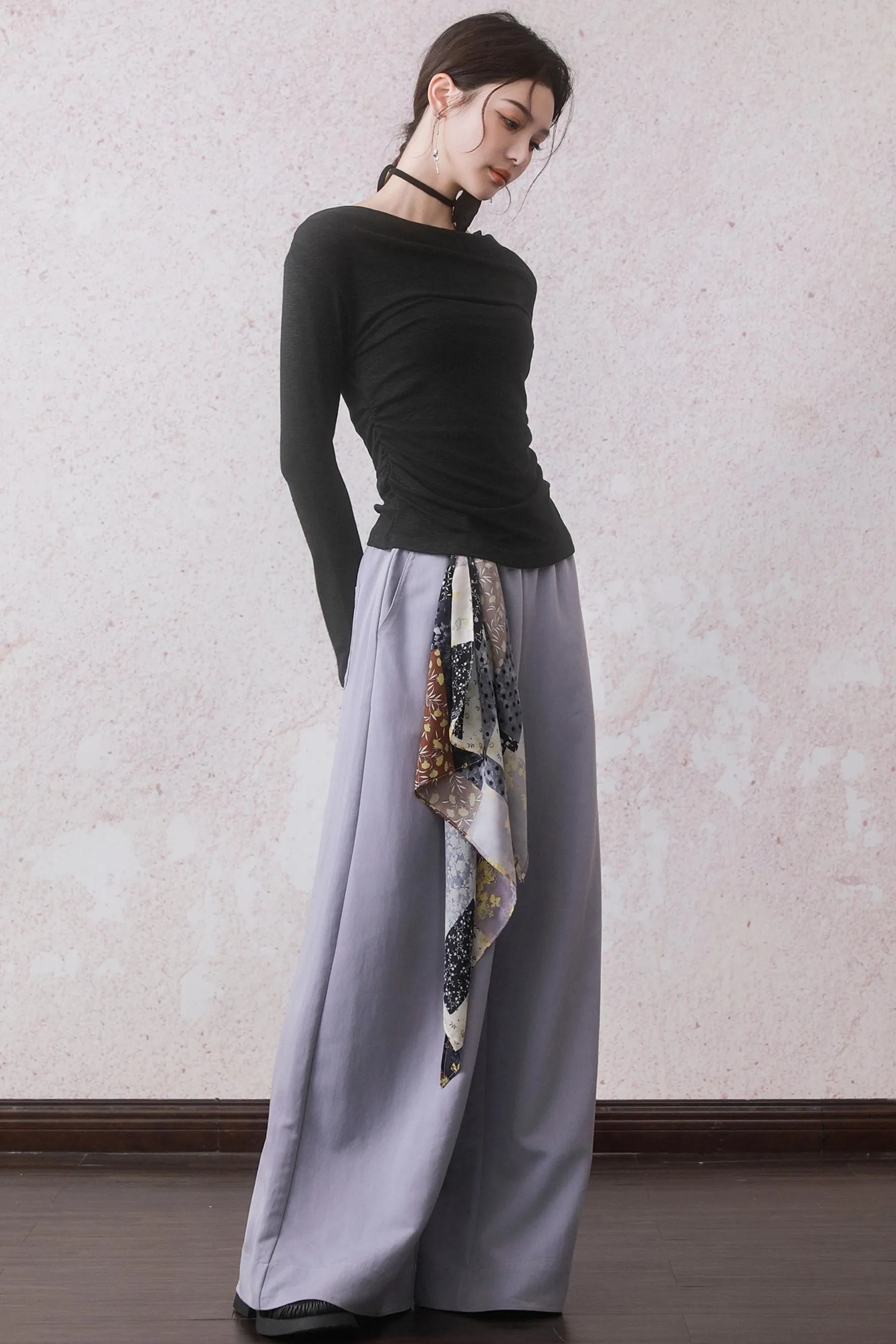 Lilac Elastic Waist Pants