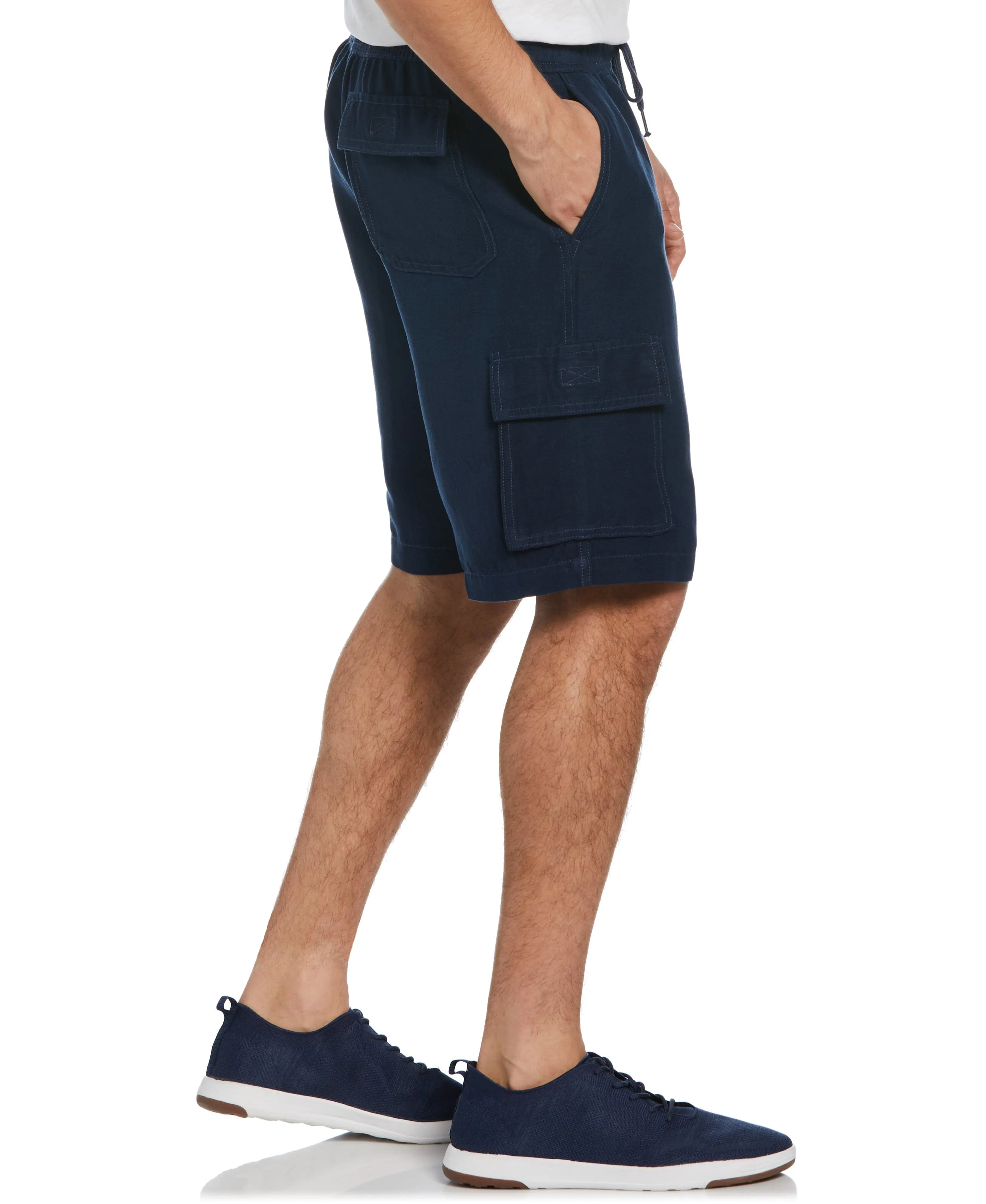 Linen Blend Pull-On Cargo Shorts