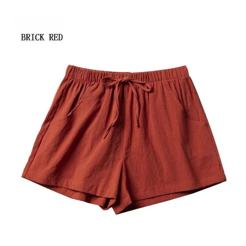 Linen Breeze™ | Women's High-Waisted Casual Shorts | Lightweight Cotton, Gym & Workout Ready, Comfortable Fit