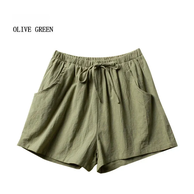 Linen Breeze™ | Women's High-Waisted Casual Shorts | Lightweight Cotton, Gym & Workout Ready, Comfortable Fit