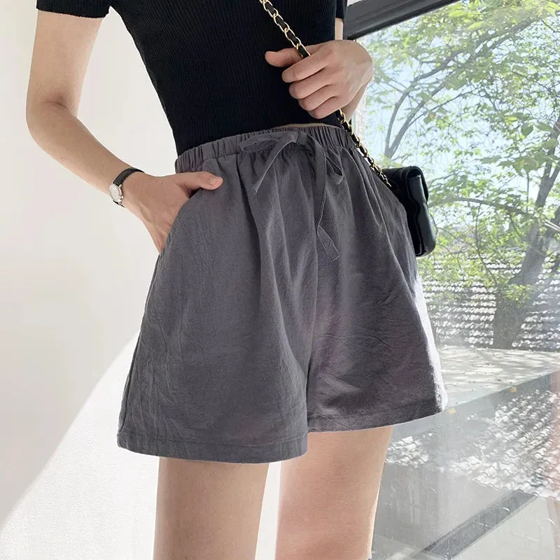 Linen Breeze™ | Women's High-Waisted Casual Shorts | Lightweight Cotton, Gym & Workout Ready, Comfortable Fit