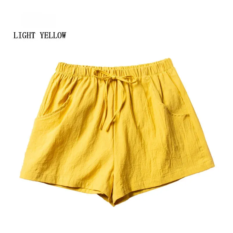 Linen Breeze™ | Women's High-Waisted Casual Shorts | Lightweight Cotton, Gym & Workout Ready, Comfortable Fit