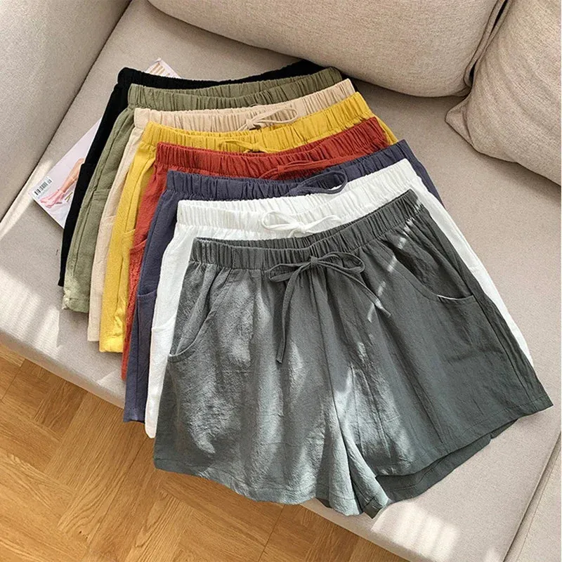 Linen Breeze™ | Women's High-Waisted Casual Shorts | Lightweight Cotton, Gym & Workout Ready, Comfortable Fit