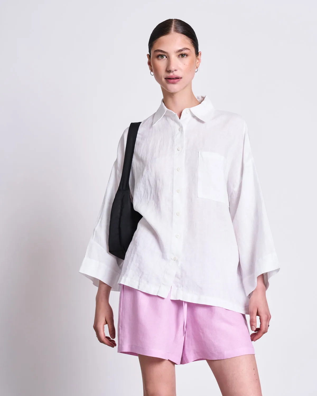 LINEN DRAWSTRING SHORTS MARUM LIGHT ORCHID