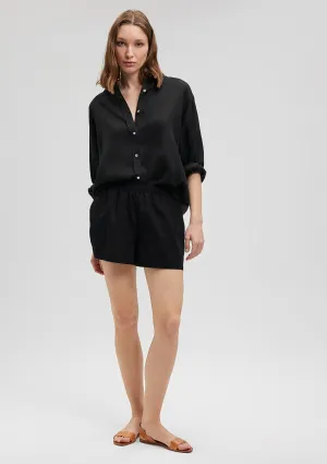Linen Mix Black Shorts