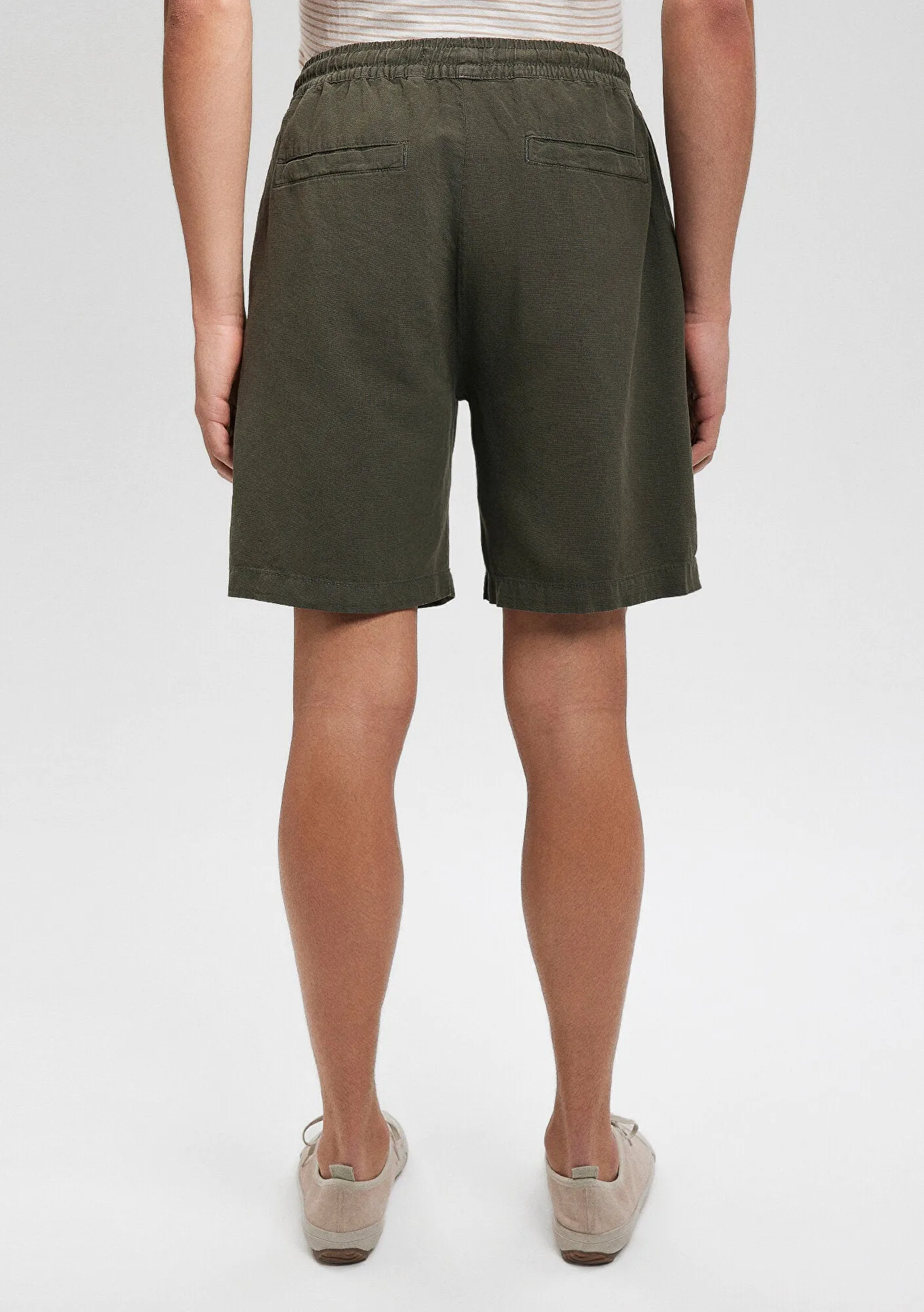 Linen Mix Black Shorts