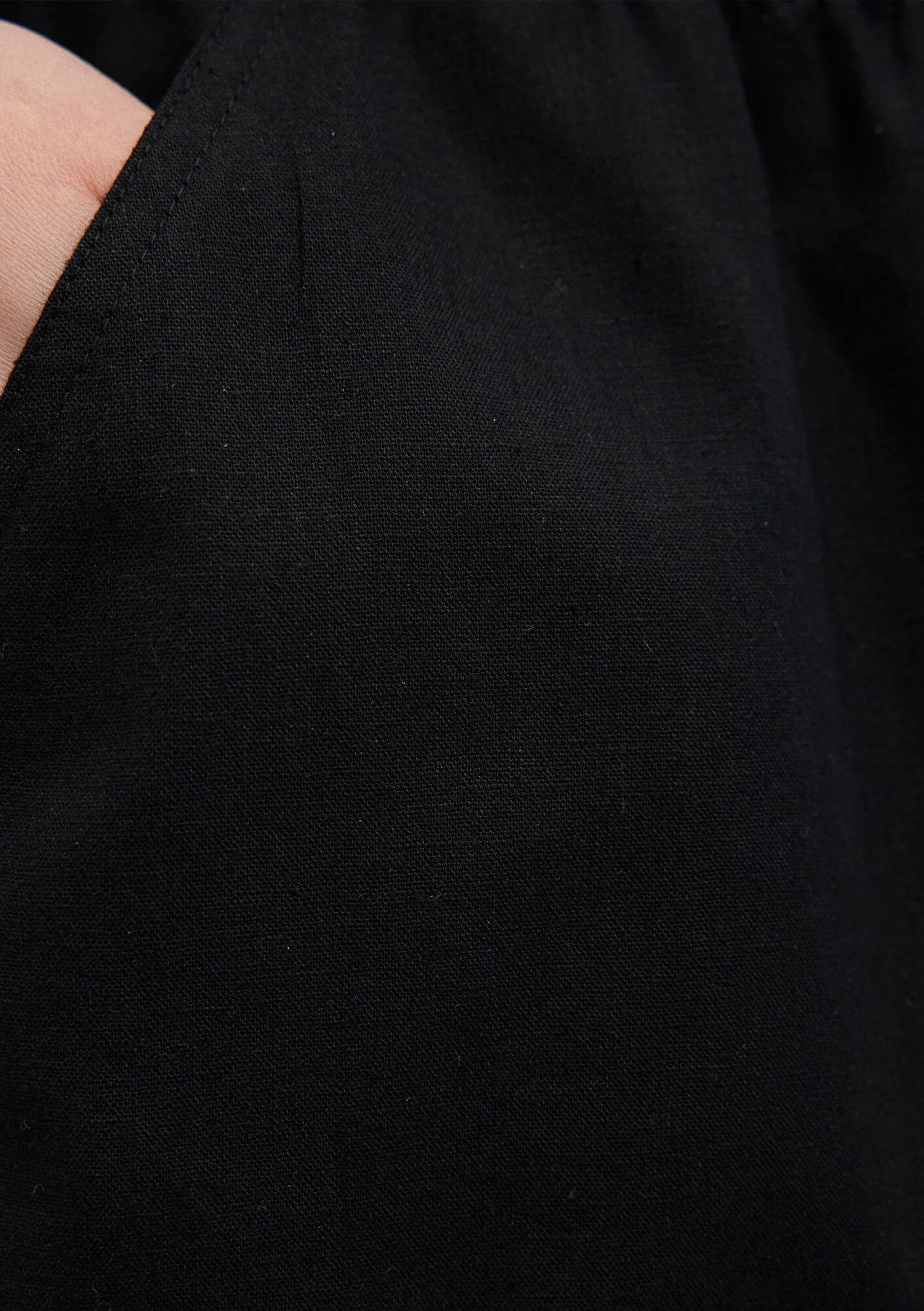 Linen Mix Black Shorts