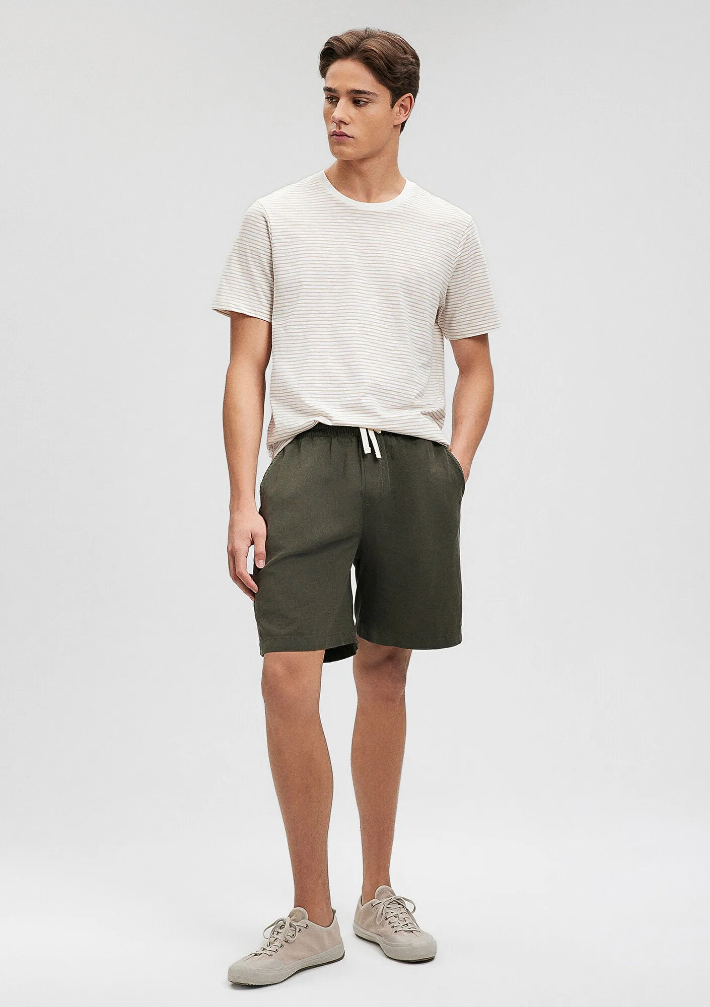 Linen Mix Black Shorts