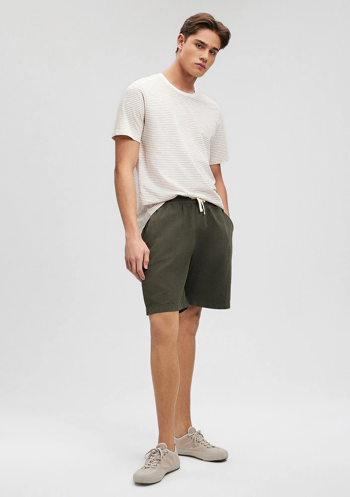 Linen Mix Black Shorts
