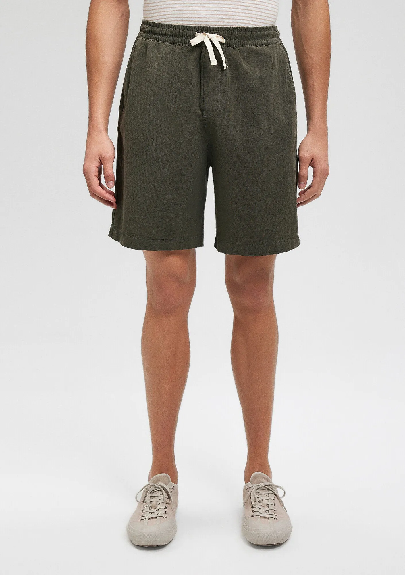 Linen Mix Black Shorts