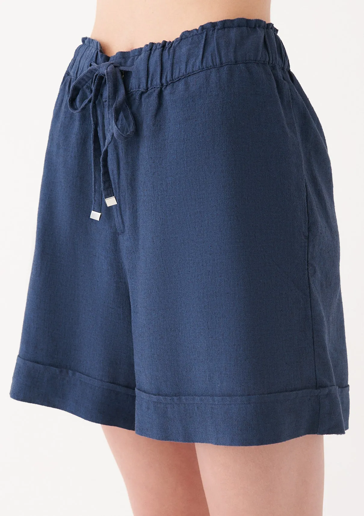 Linen Mix Blue Shorts