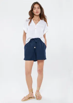 Linen Mix Blue Shorts