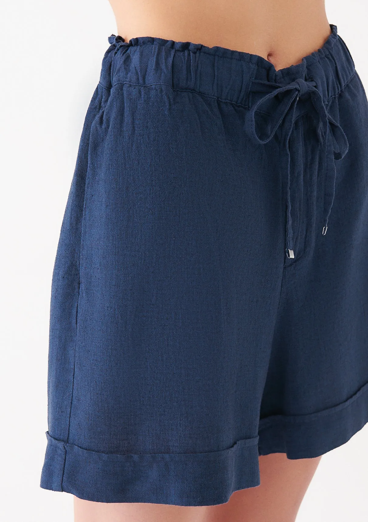 Linen Mix Blue Shorts