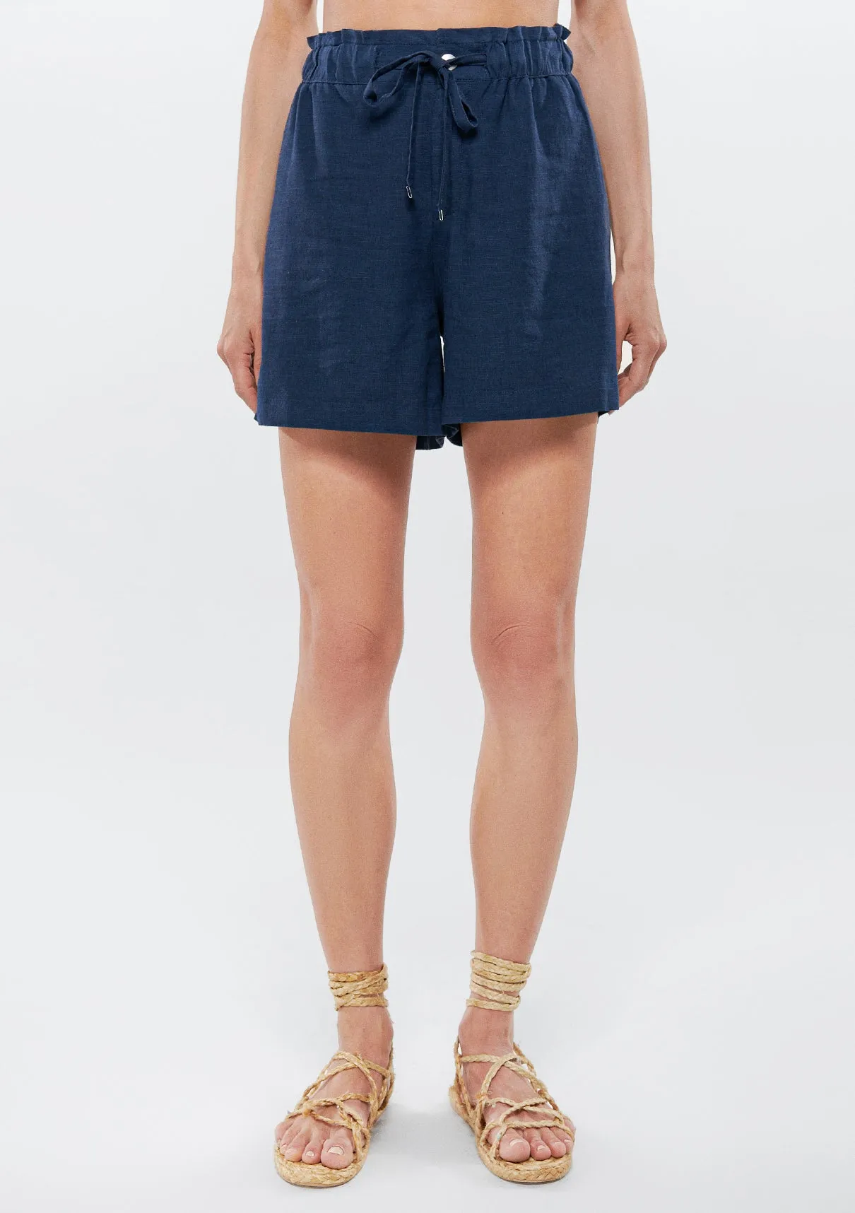 Linen Mix Blue Shorts