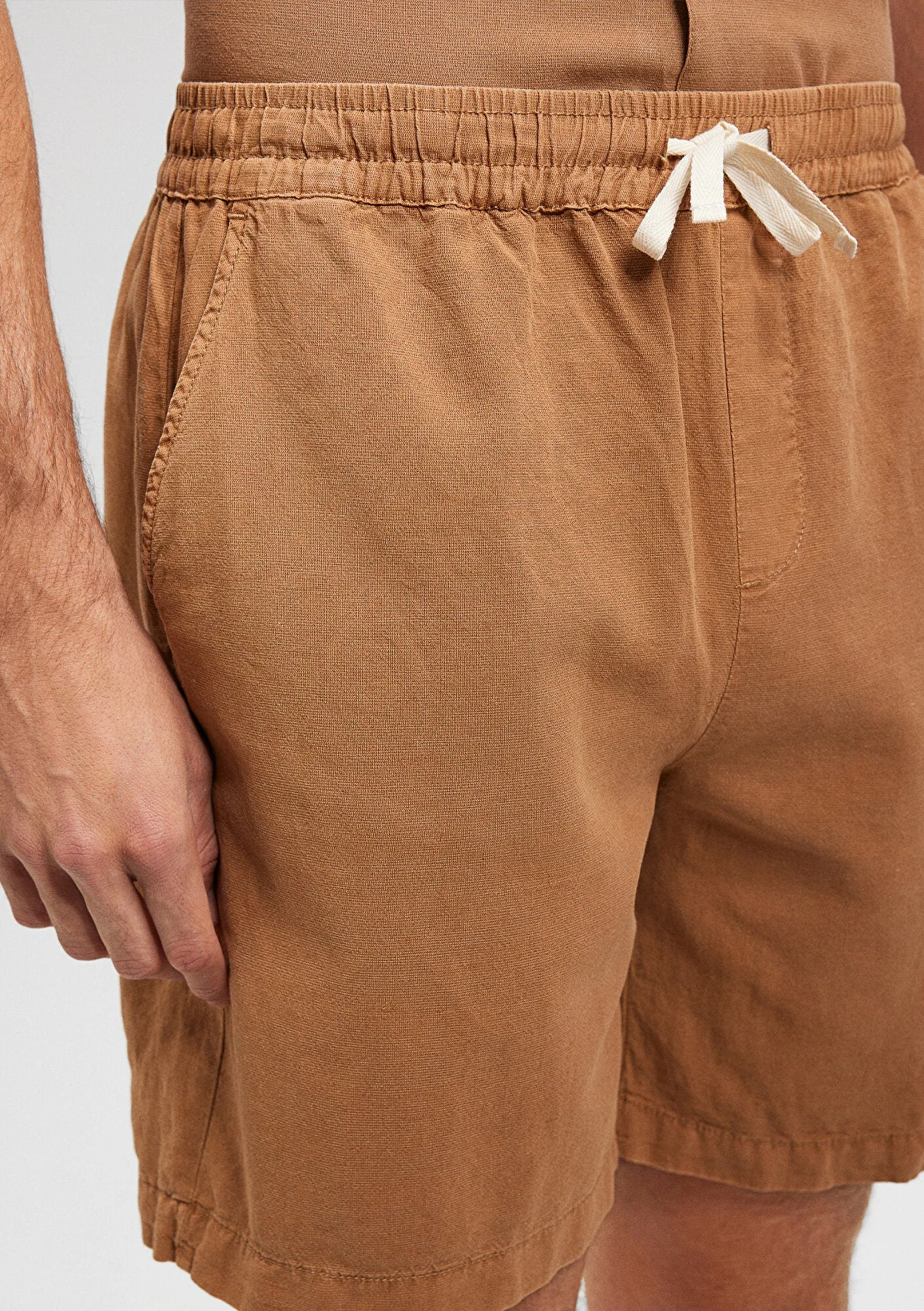 Linen Mix Brown Shorts