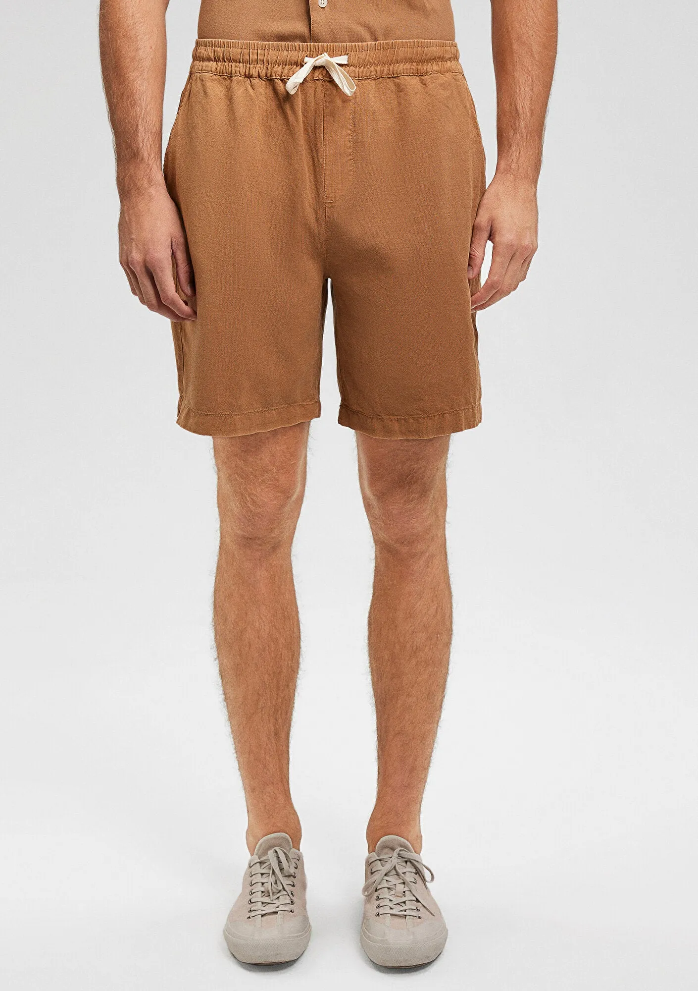 Linen Mix Brown Shorts