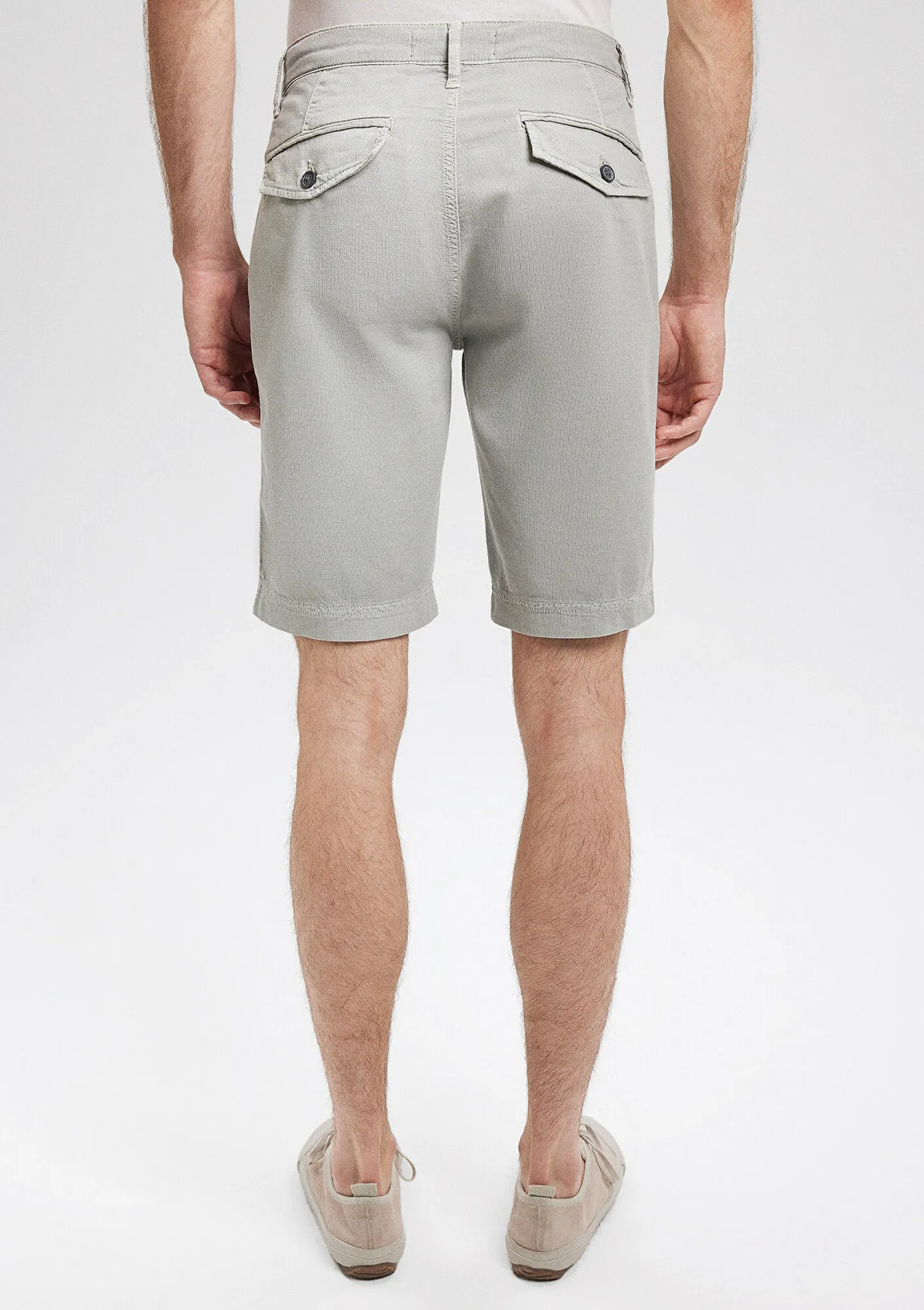 Linen Mix Grey Chino Shorts