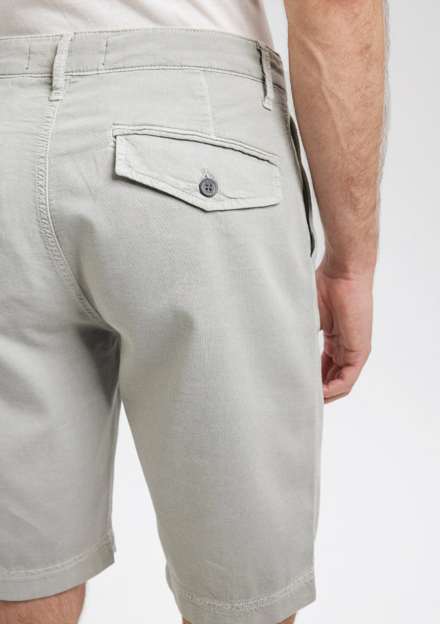 Linen Mix Grey Chino Shorts