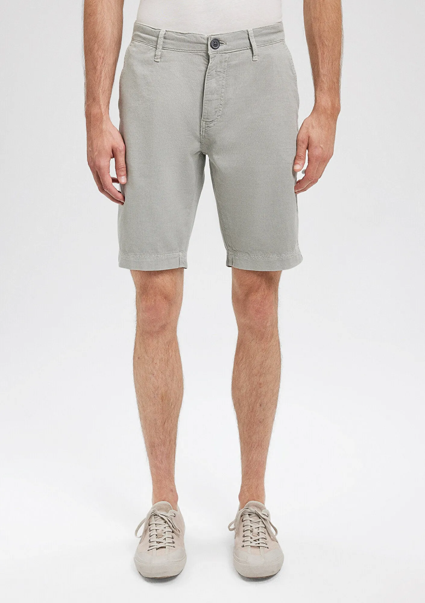 Linen Mix Grey Chino Shorts