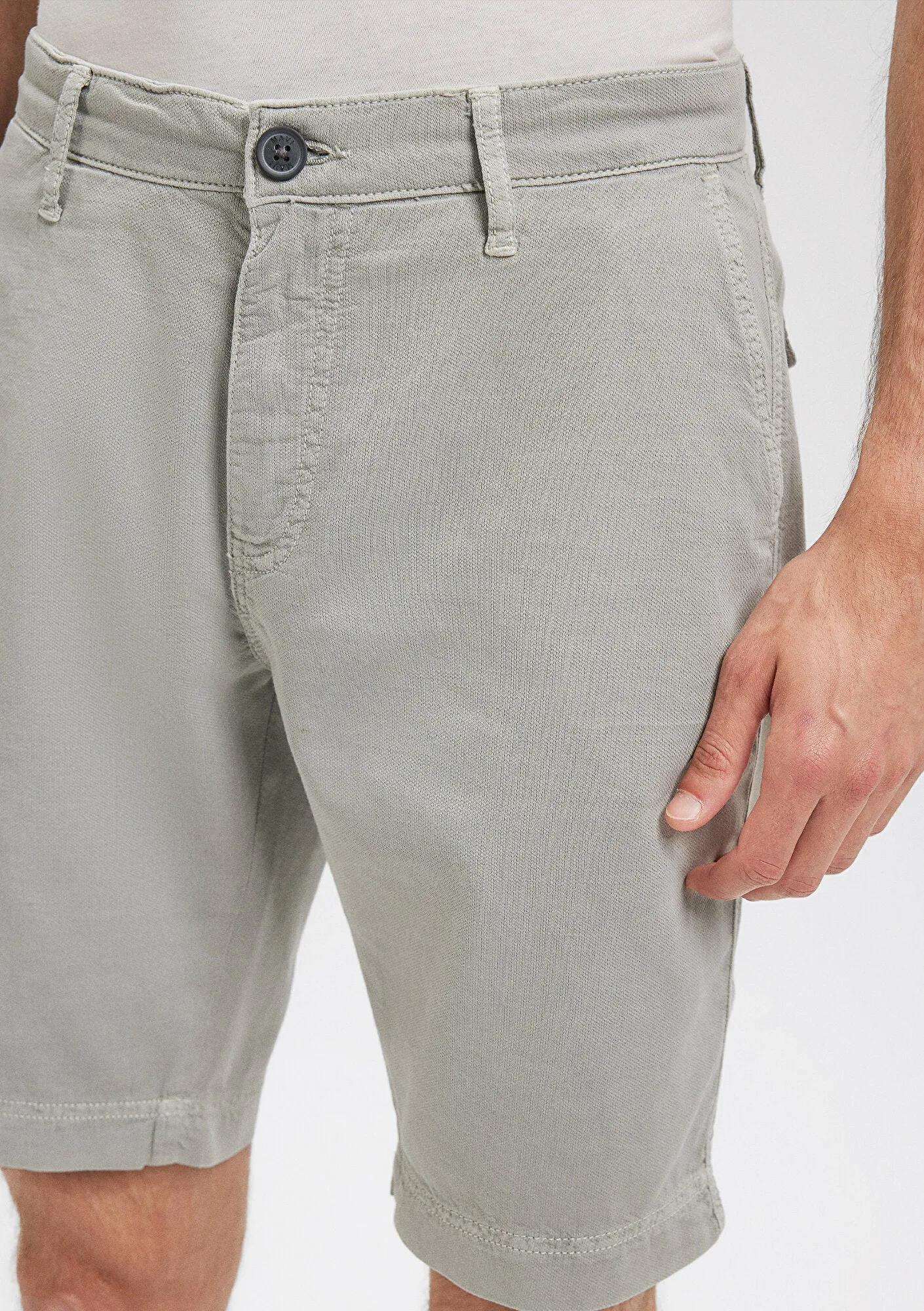 Linen Mix Grey Chino Shorts