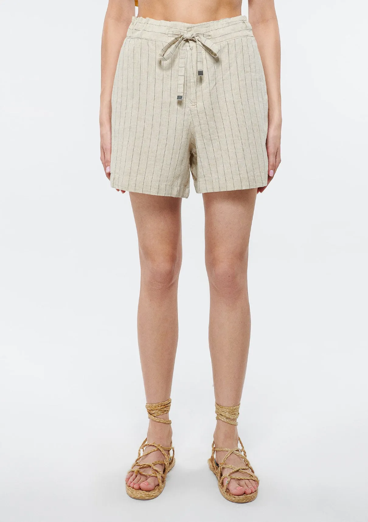 Linen Mix Striped Shorts