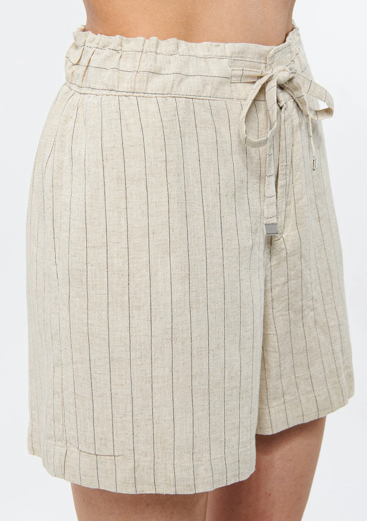 Linen Mix Striped Shorts