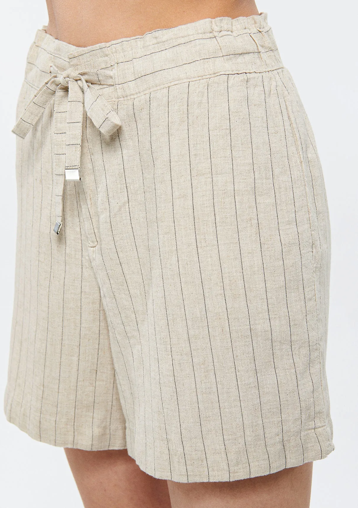 Linen Mix Striped Shorts