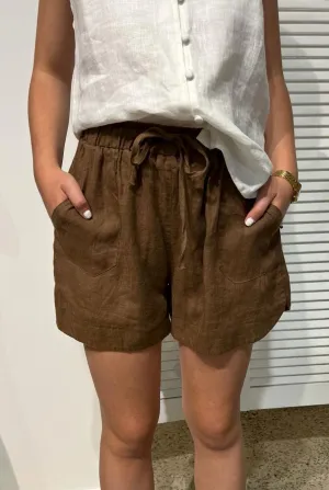 LITTLE LIES Bronte Linen Shorts - Mocha