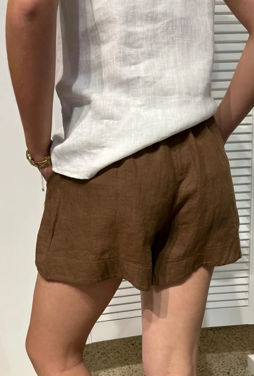 LITTLE LIES Bronte Linen Shorts - Mocha