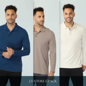 Long Sleeve Polo - LUX - Custom 3 Pack