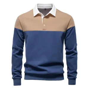 Long Sleeve Polo Shirt- Beige