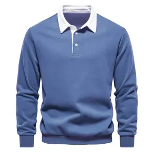Long Sleeve Polo Shirt- Blue