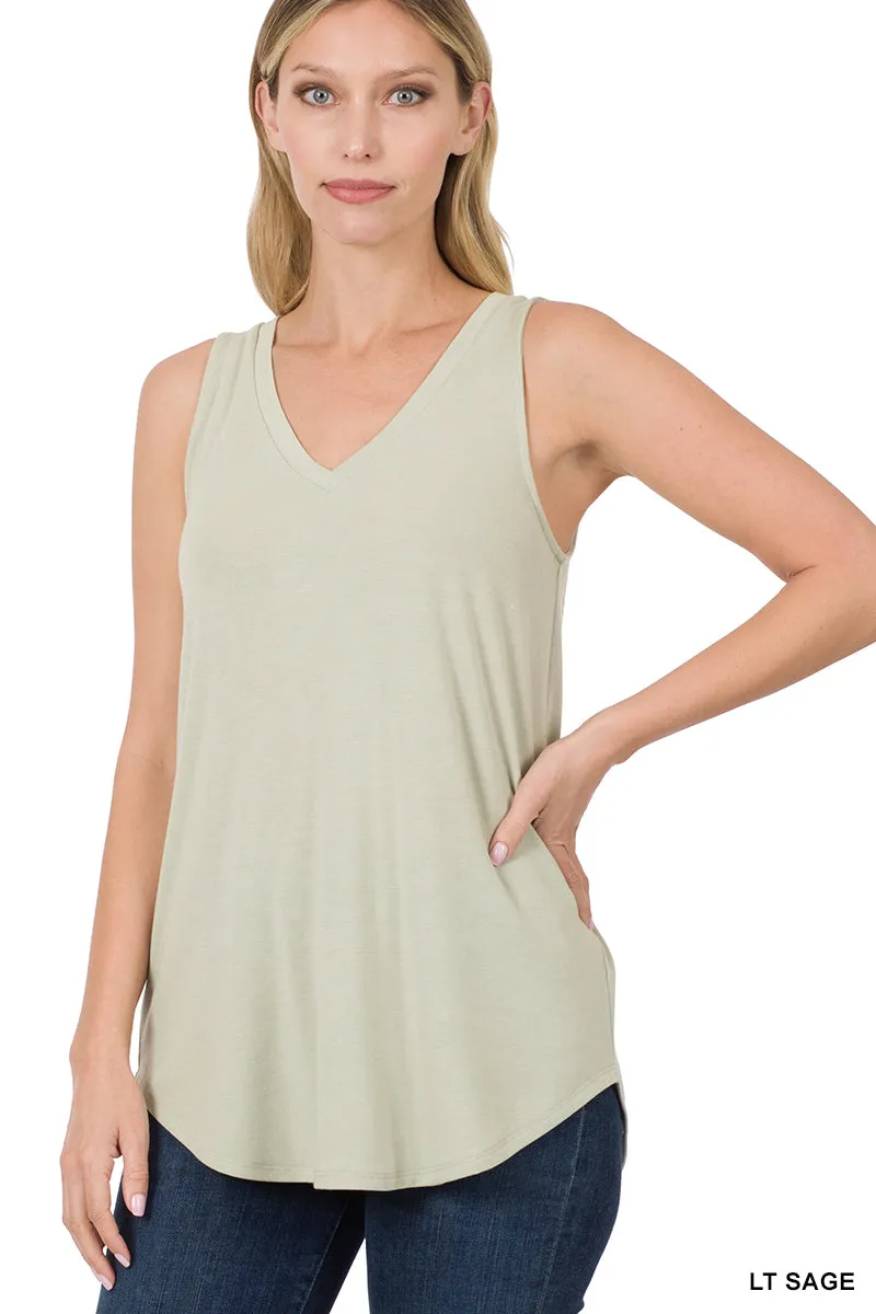 Lt Sage V Neck Tank Top