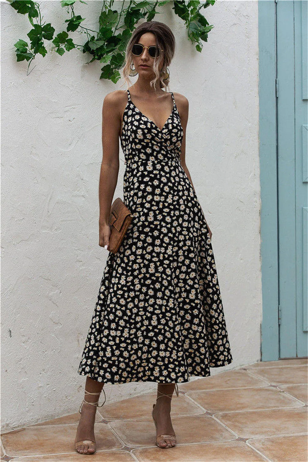 Madeliefjesprint Surplice Midi Cami Jurk