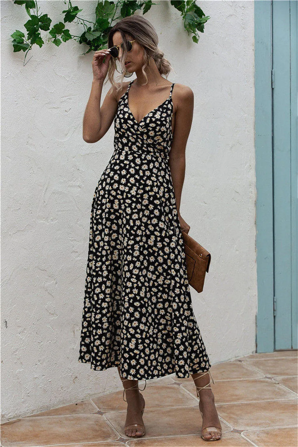 Madeliefjesprint Surplice Midi Cami Jurk