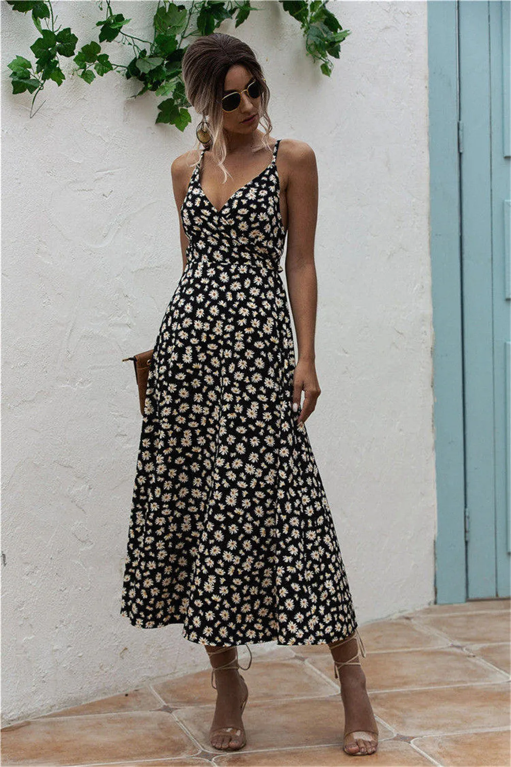 Madeliefjesprint Surplice Midi Cami Jurk