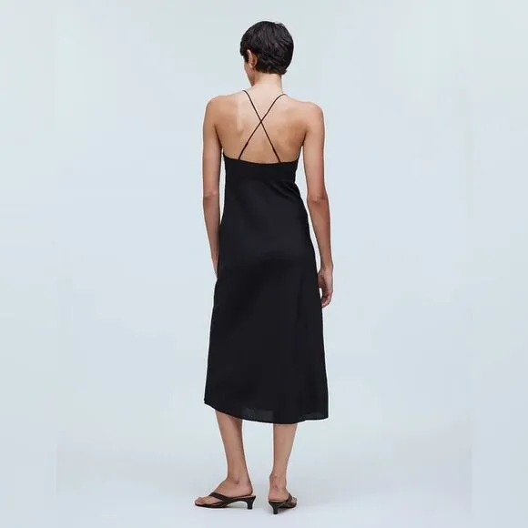Madewell NWT Layton Midi Slip Dress Size 10 in True Black