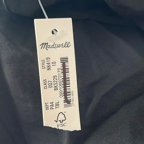 Madewell NWT Layton Midi Slip Dress Size 10 in True Black