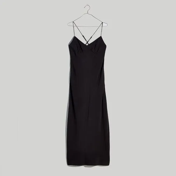Madewell NWT Layton Midi Slip Dress Size 10 in True Black
