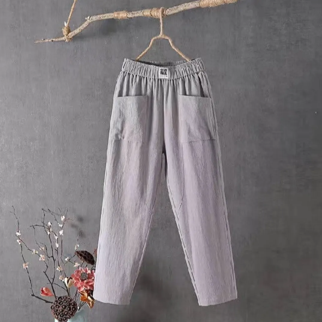Marika Elastic Waist Linen Trousers
