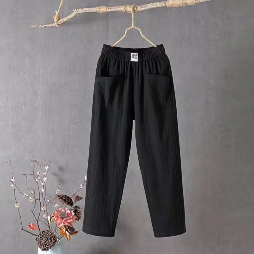 Marika Elastic Waist Linen Trousers