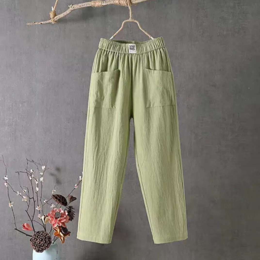 Marika Elastic Waist Linen Trousers
