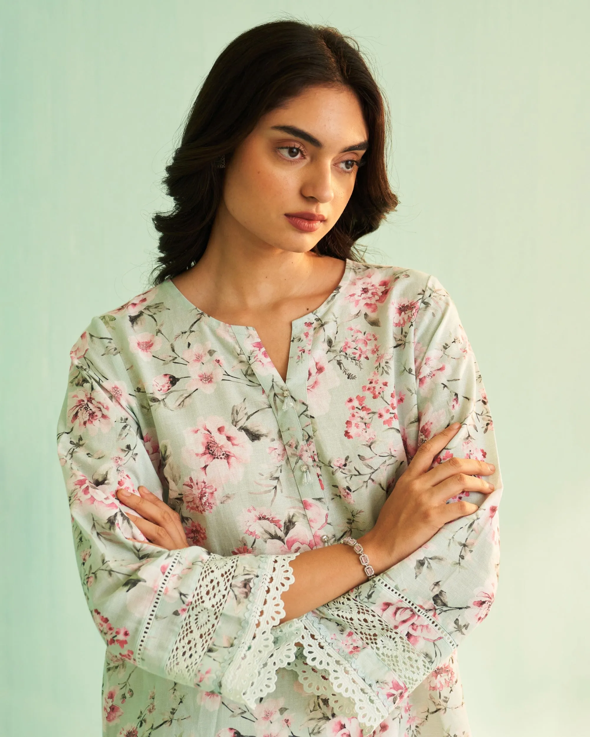 Maya Royale Pista Green Kurta Set