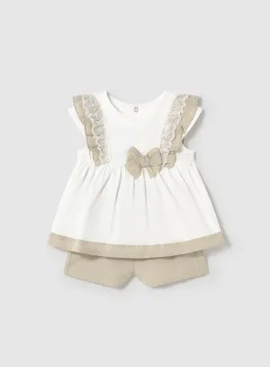Mayoral Baby Shorts and Blouse Set - Linen