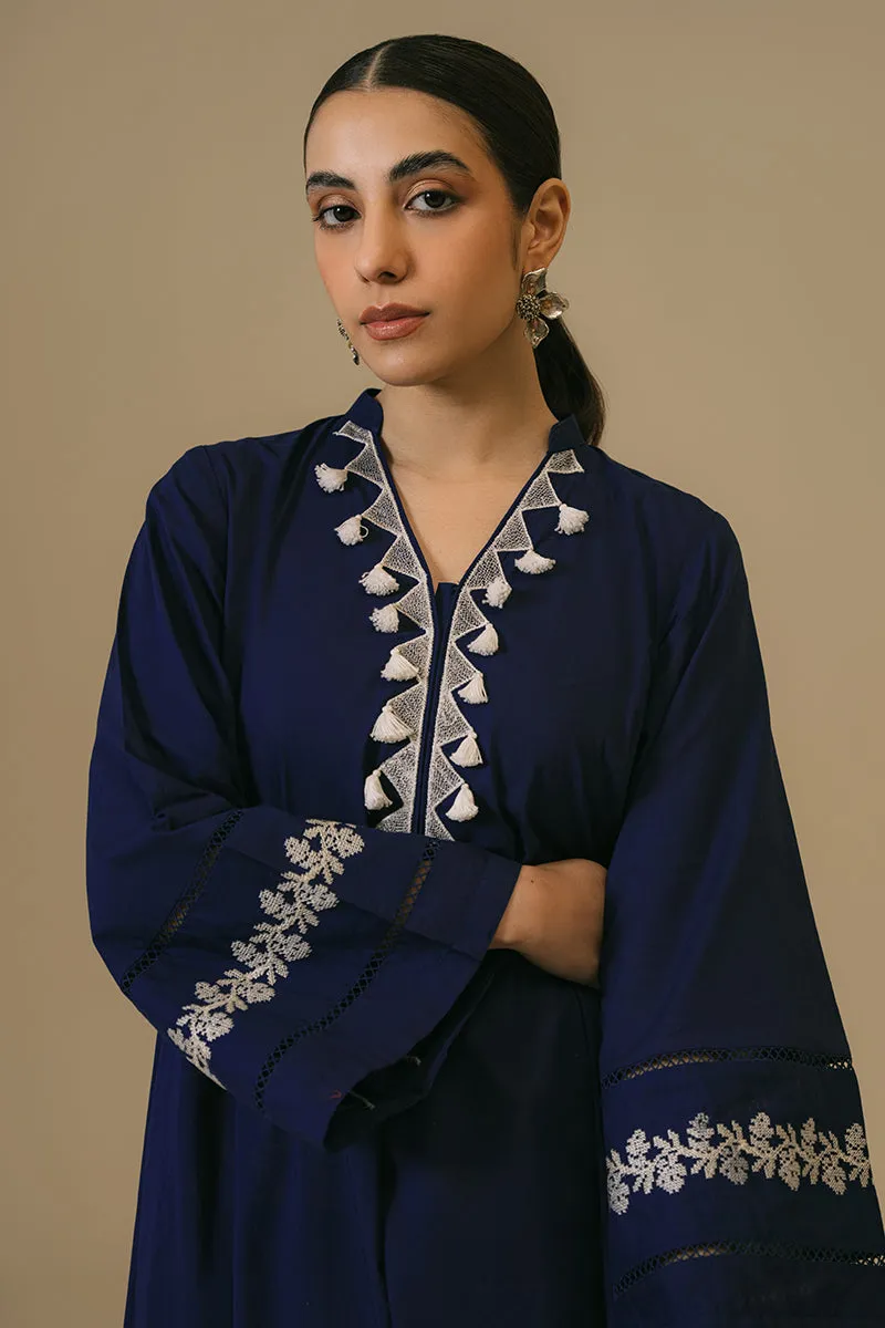 MEDIEVAL BLUE-2 PIECE CAMBRIC EMBROIDERED SUIT