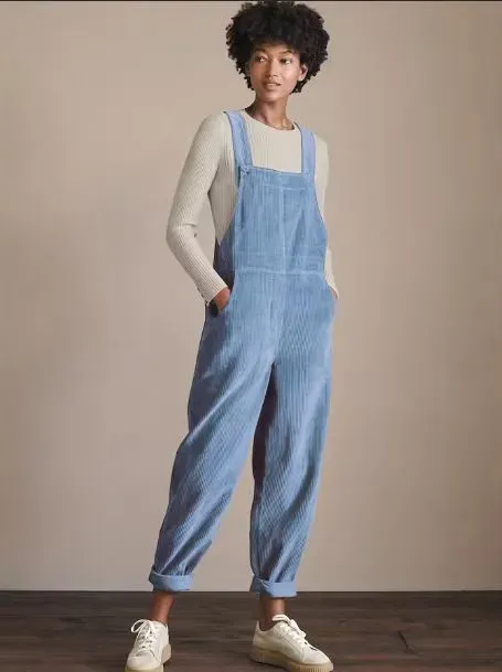 Megan Corduroy Relaxed Fit Straight Leg Bib Overalls