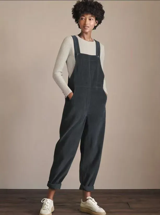 Megan Corduroy Relaxed Fit Straight Leg Bib Overalls