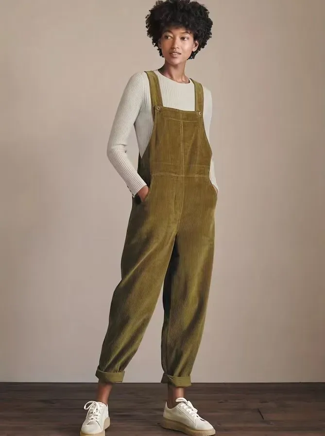 Megan Corduroy Relaxed Fit Straight Leg Bib Overalls